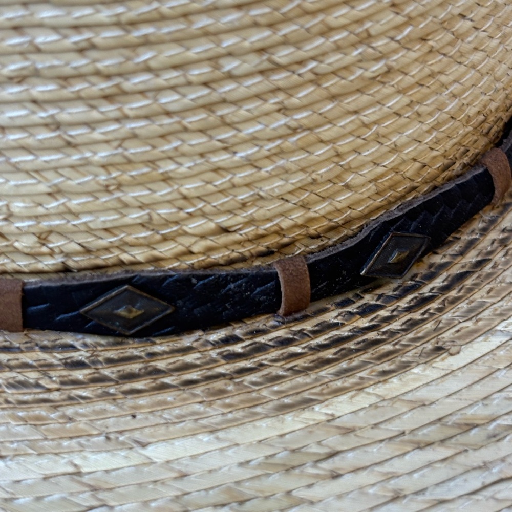 Justin Large Natural Straw Hat with Brown Leather Accent - Picture 4 of 10